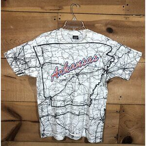 Vintage Screen Stars Best Arkansas ALL OVER PRINT T-Shirt Mens Size Large White